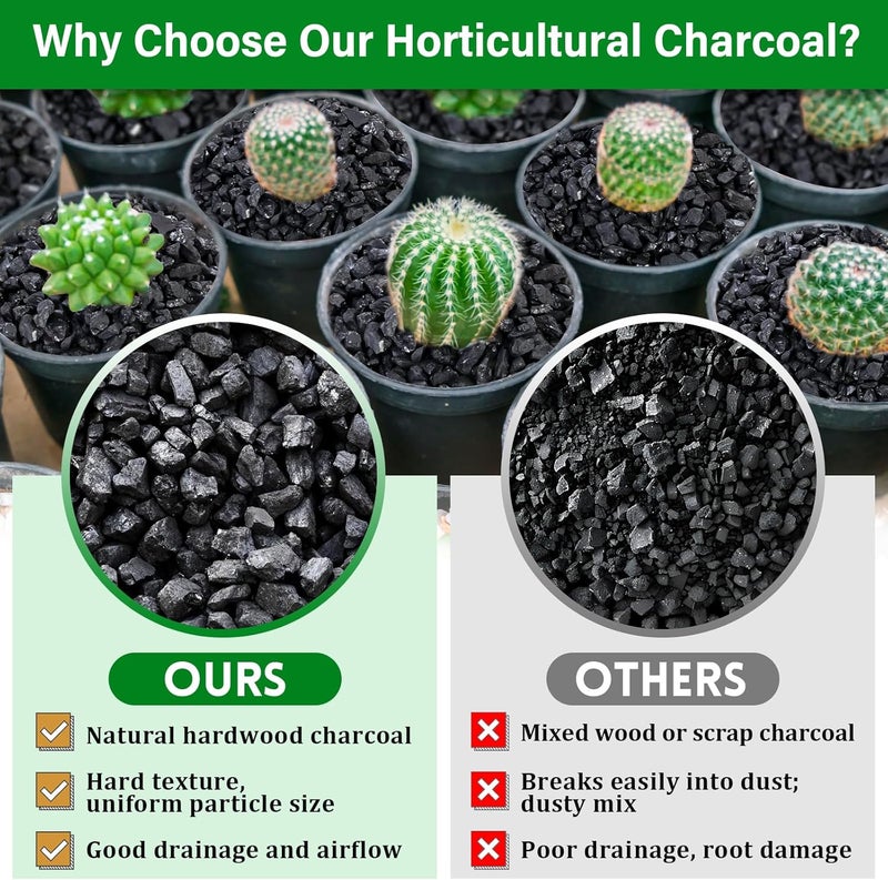 Legigo 10QT All Natural Horticultural Charcoal- Activated Hardwood Plant Charcoal for Soil Amendment, Conditioning Bonsai Soil, Succulent, Terrarium Supplies, Indoor Plant Potting Soil - Image 4
